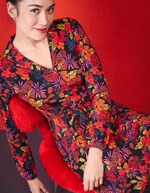 Robe maille fluide ceinturée imprimé Princesse Nomade