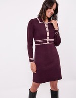 Robe maille compacte col chemisier imprimé Princesse Nomade