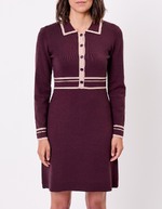 Robe maille compacte col chemisier imprimé Princesse Nomade