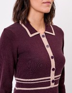 Robe maille compacte col chemisier imprimé Princesse Nomade