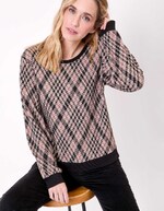 Sweat col rond maille jacquard imprimé Princesse Nomade