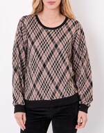 Sweat col rond maille jacquard imprimé Princesse Nomade