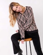 Sweat col rond maille jacquard imprimé Princesse Nomade