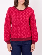 Sweat col rond maille jacquard bio imprimé Princesse Nomade