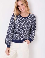 Sweat col rond maille jacquard bio imprimé Princesse Nomade
