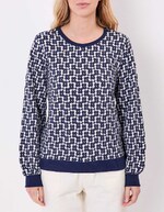 Sweat col rond maille jacquard bio imprimé Princesse Nomade