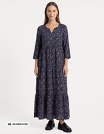 Robe longue imprimée en voile de coton imprimé La Fiancée