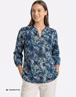 Blouse voile de coton bio col tunisien imprimé La Fiancée