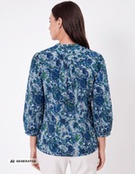 Blouse voile de coton bio col tunisien imprimé La Fiancée