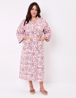 Kimono long imprim&eacute; en voile de coton imprim&eacute; La Fianc&eacute;e