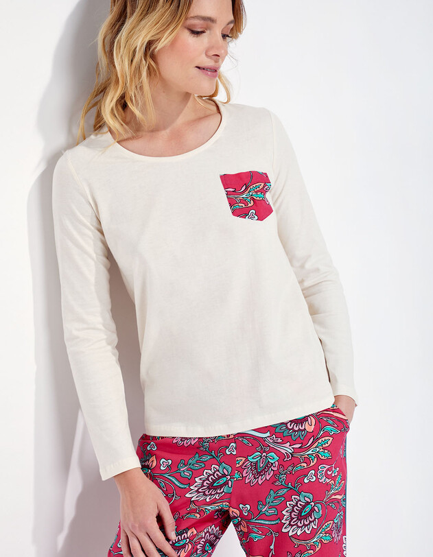 T-shirt poche pyjama coton imprim&eacute; La Fianc&eacute;e