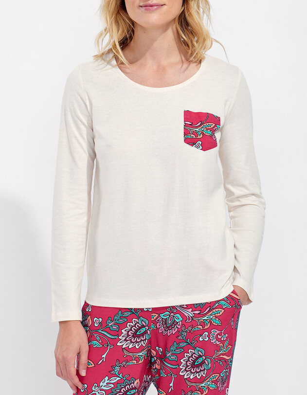 T-shirt poche pyjama coton imprim&eacute; La Fianc&eacute;e