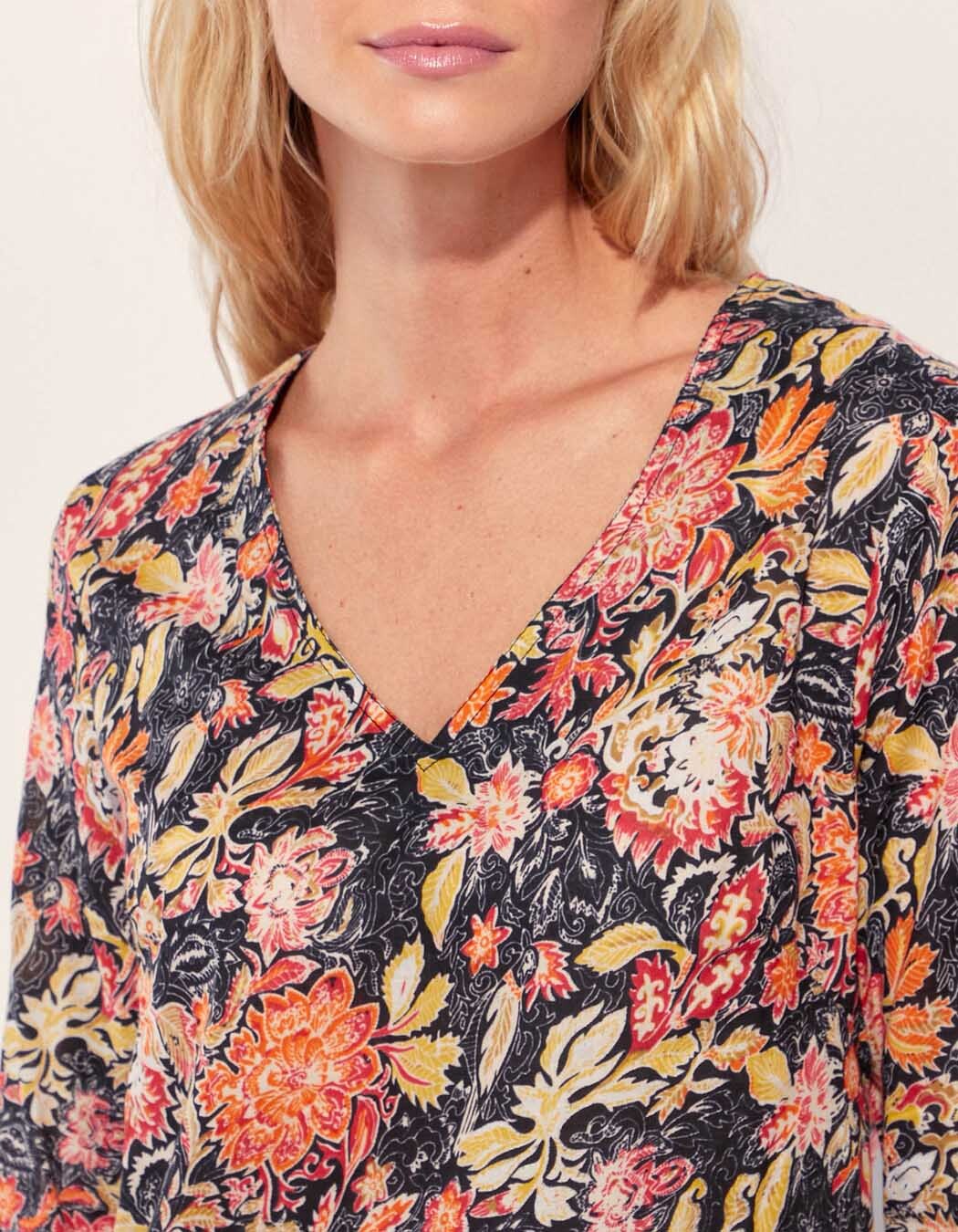Tunique Femme Fleurie Esprit Taille 40/42 - Occasion Très Bon état, Motif Floral Bleu