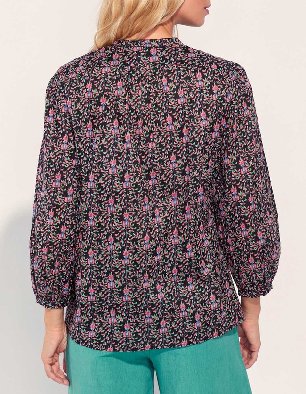 Blouse coton bio col tunisien imprim&eacute; La Fianc&eacute;e