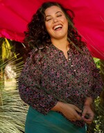 Blouse coton bio col tunisien imprimé La Fiancée