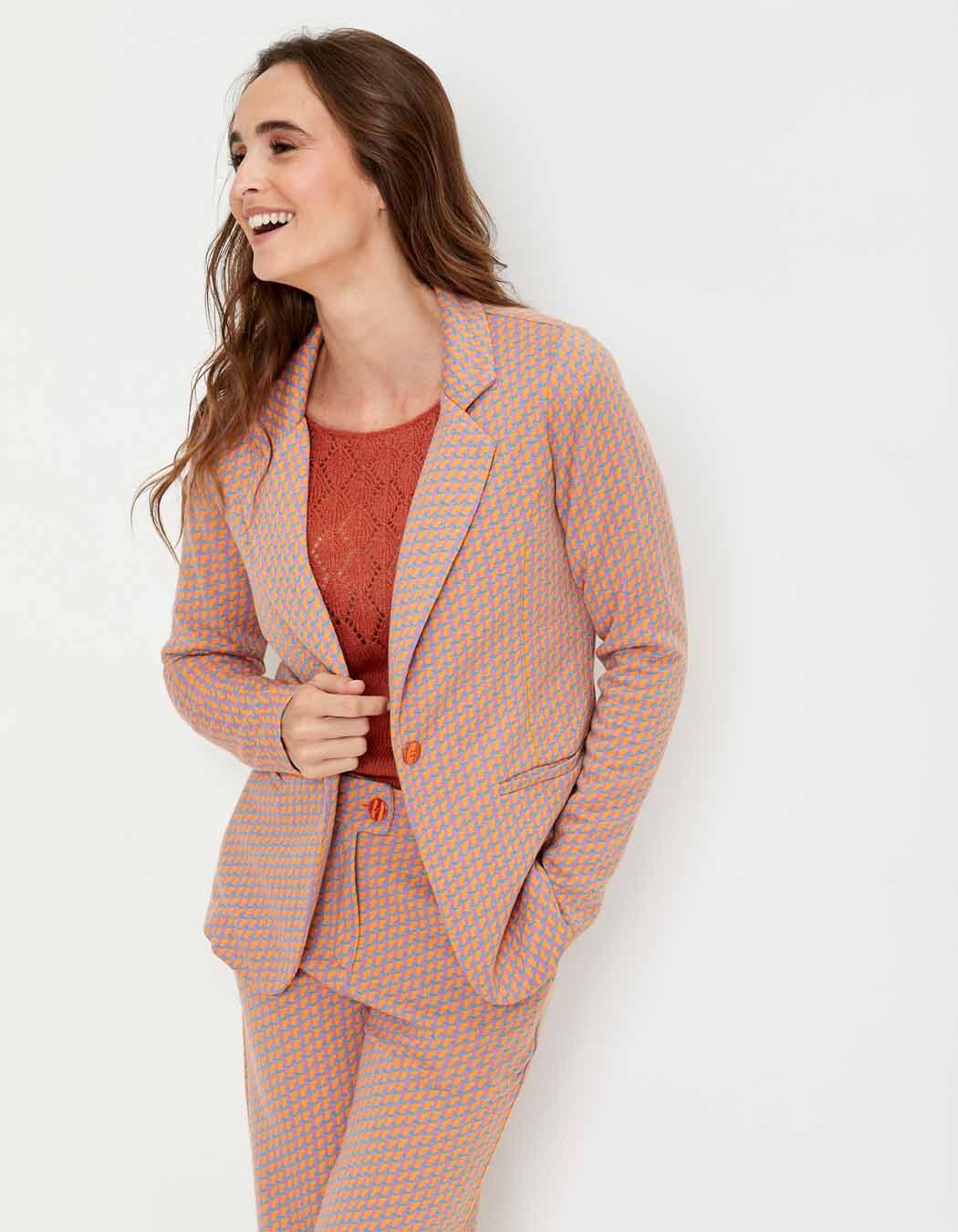 Blazer Femme LAOSU - Veste Carreaux Rose - Style Bureau Ou Casual - Polyester - Grande Taille Disponible