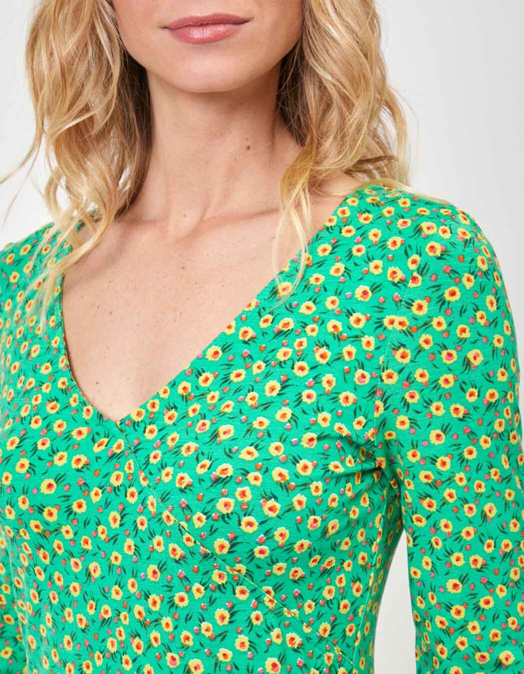 Robe maille col croisé imprimé La Fiancée