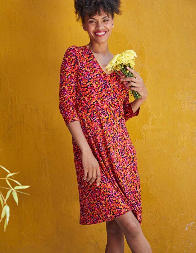 Robe maille col crois&eacute; imprim&eacute; La Fianc&eacute;e