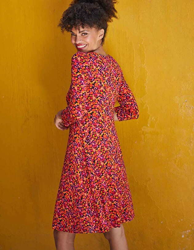 Robe maille col crois&eacute; imprim&eacute; La Fianc&eacute;e
