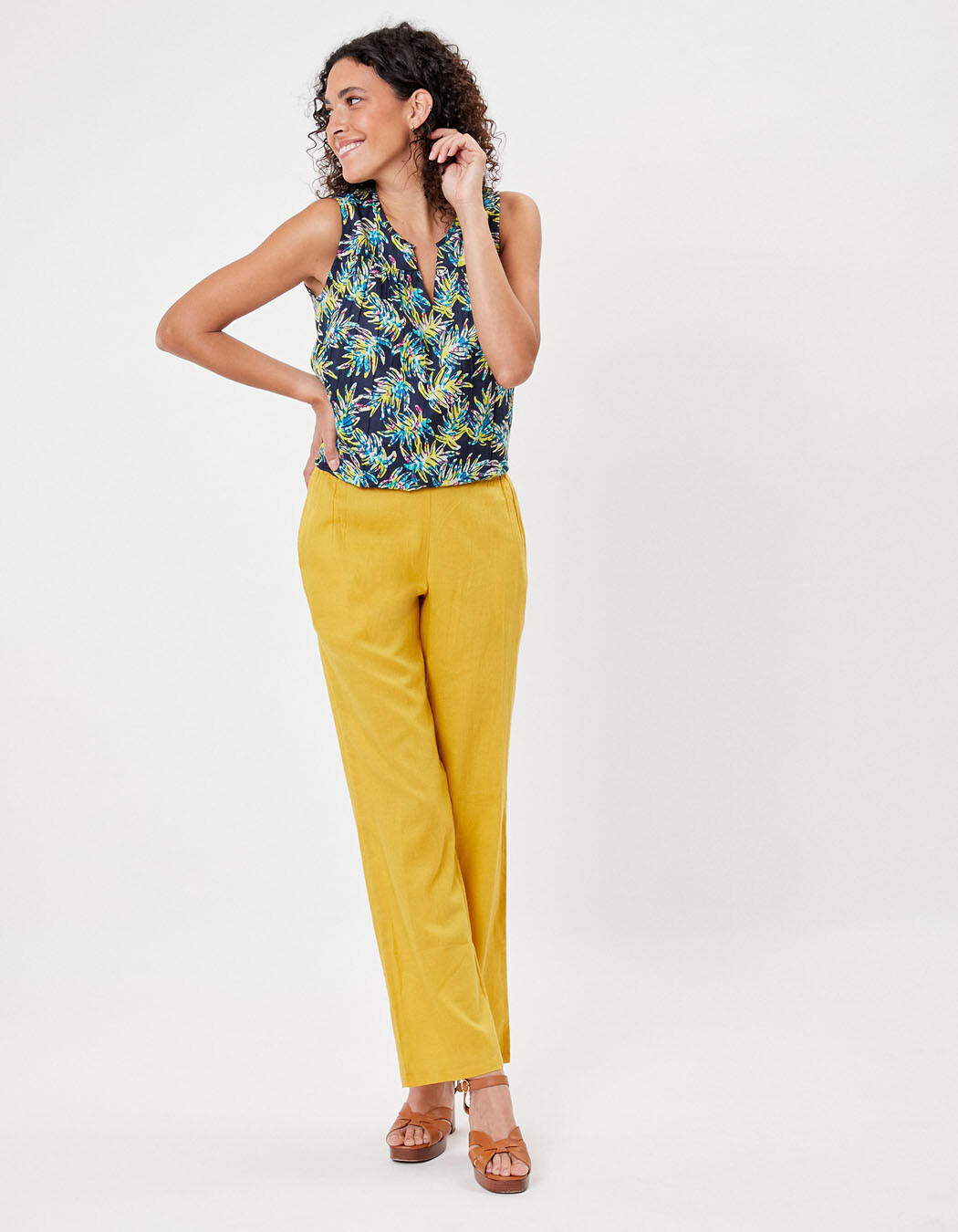 Pantalon droit coton bio imprimé La Fiancée