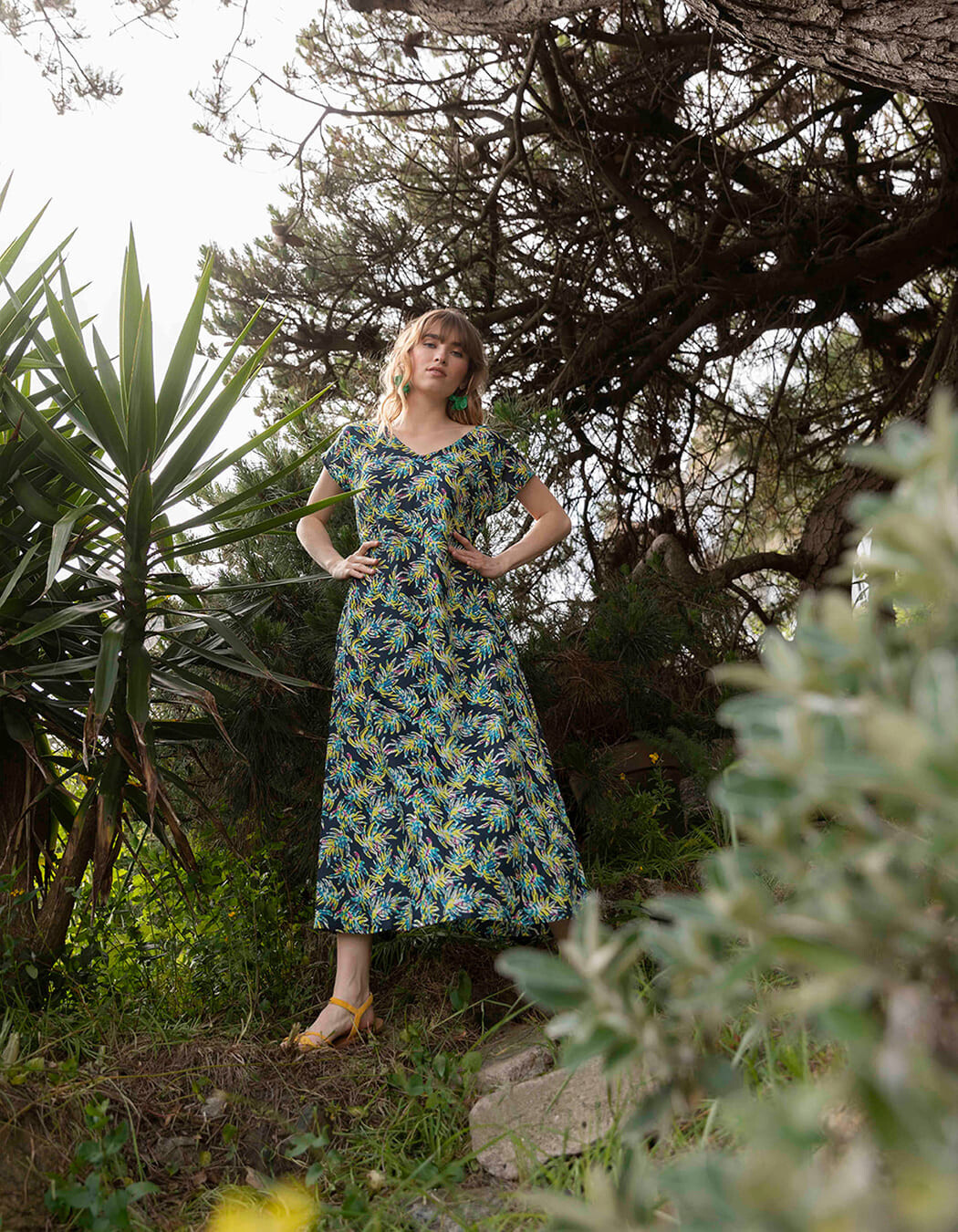Robe longue coton bio imprimé La Fiancée