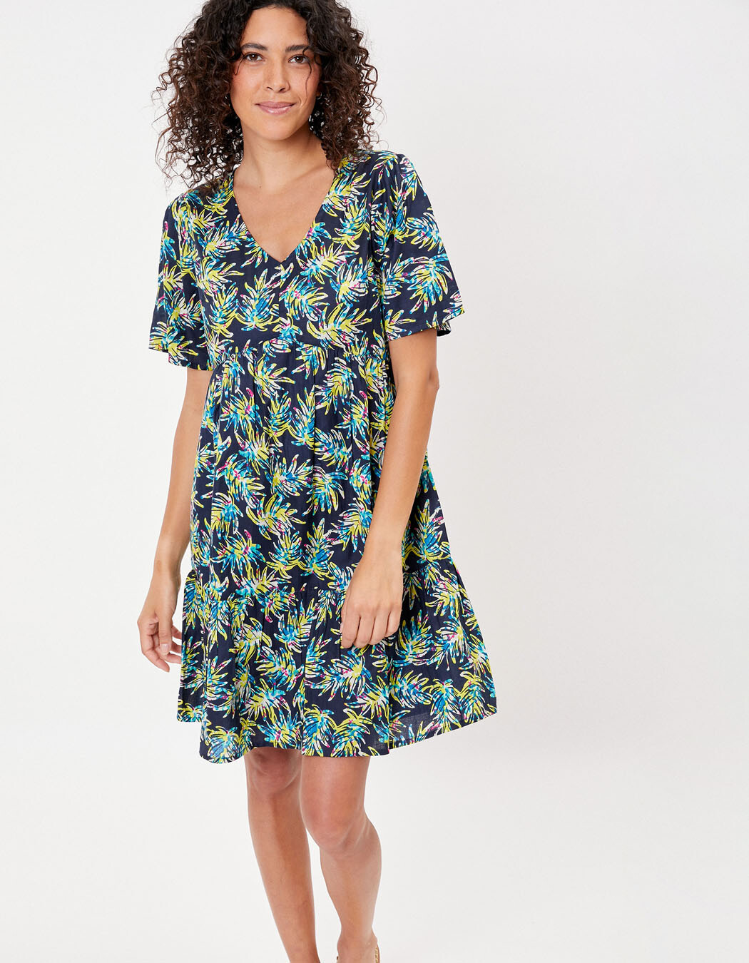 Robe coton bio évasée à volants imprimé La Fiancée