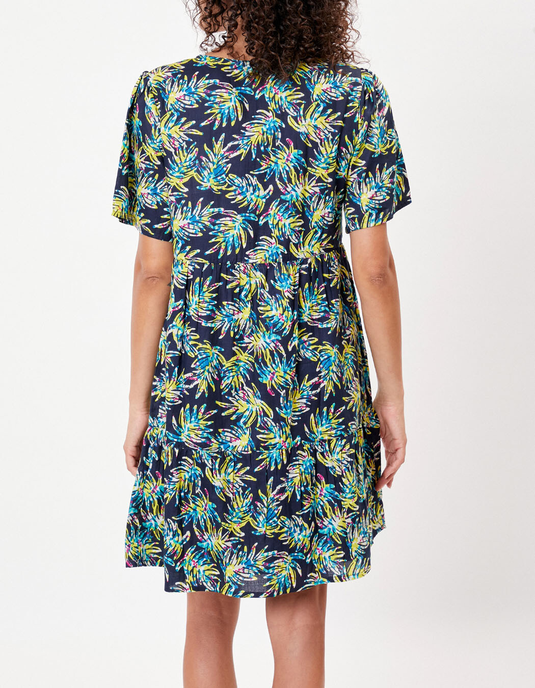 Robe coton bio évasée à volants imprimé La Fiancée