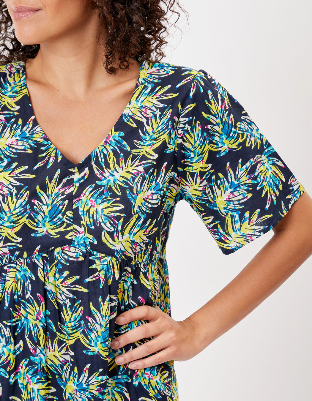 Robe coton bio évasée à volants imprimé La Fiancée
