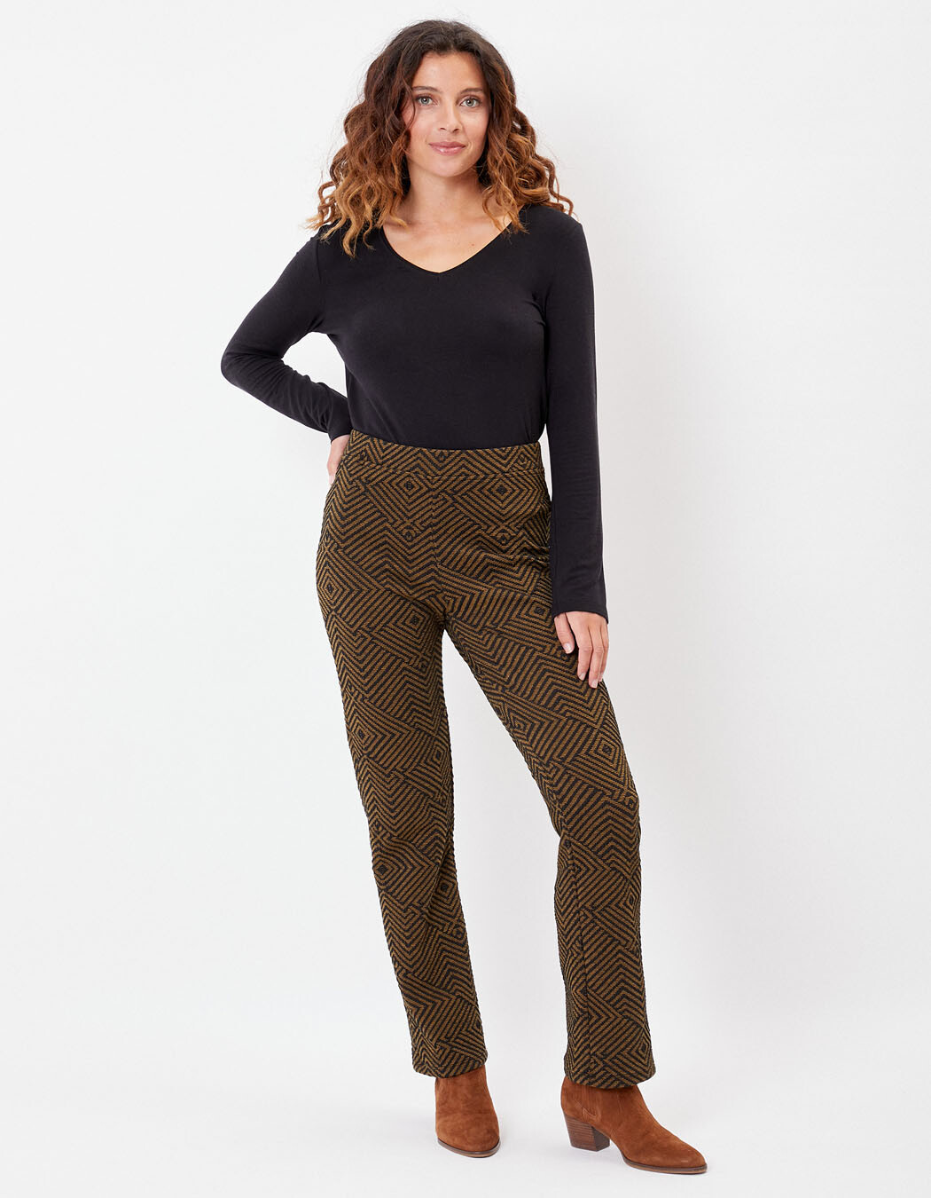 Pantalon droit maille souple imprimé La Fiancée