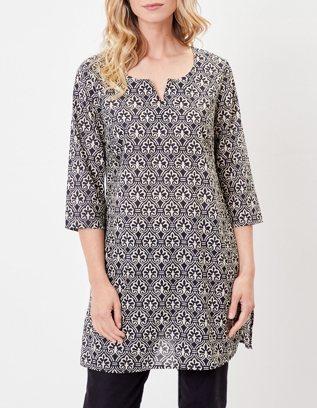 Tunique longue femme voile de coton bio imprimé La Fiancée