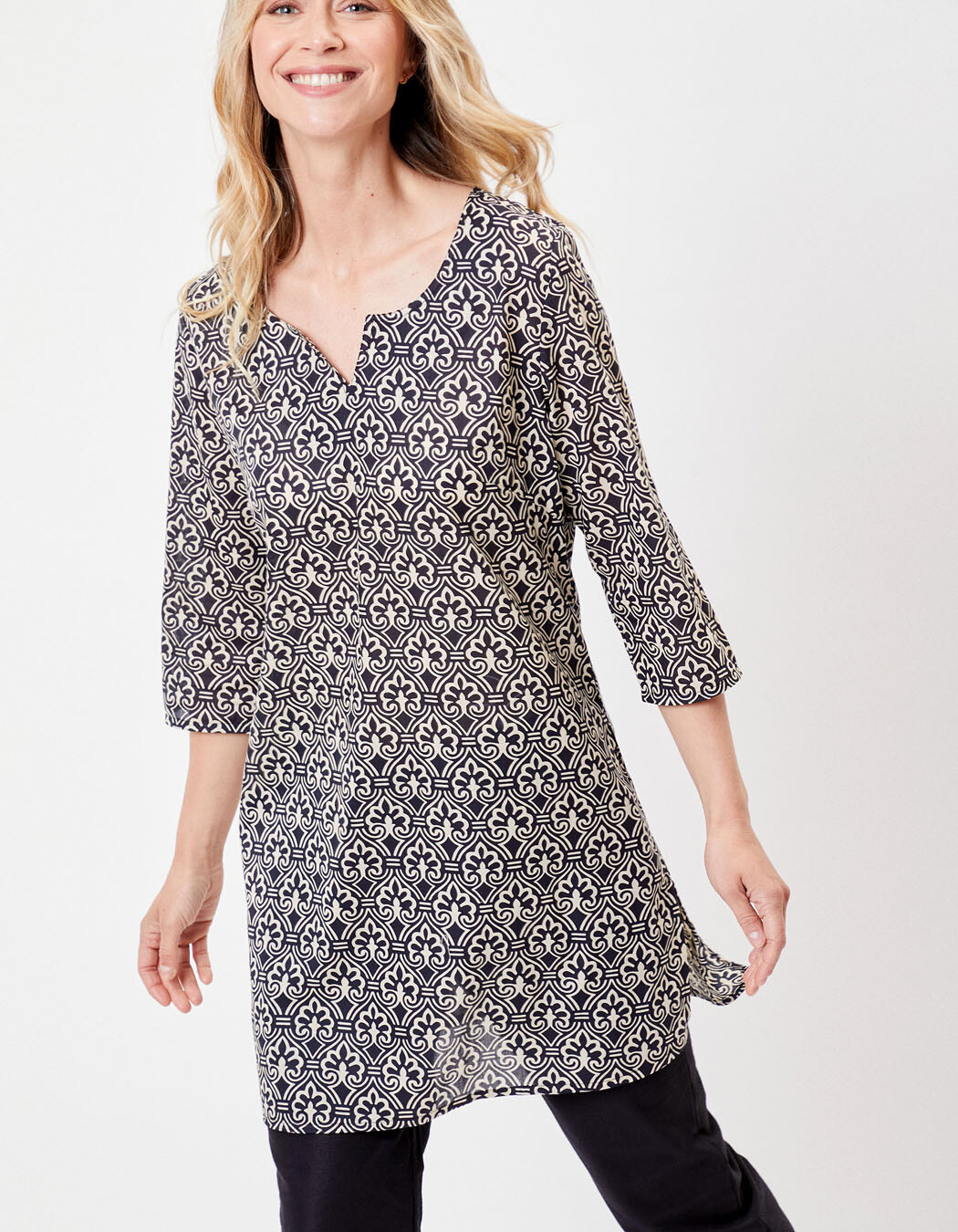 Tunique longue femme voile de coton bio imprimé La Fiancée
