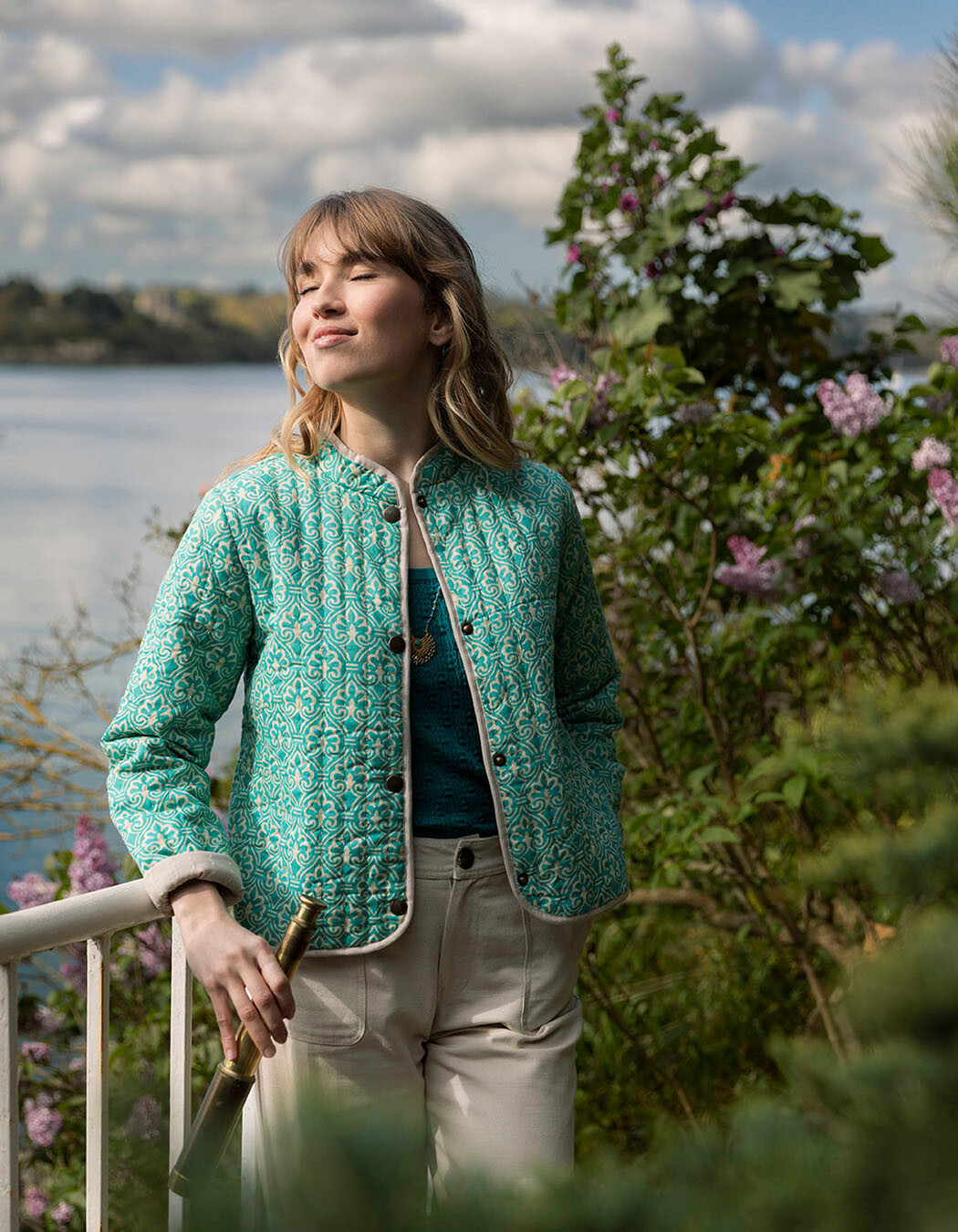 Veste matelassée doublée coton bio imprimé La Fiancée