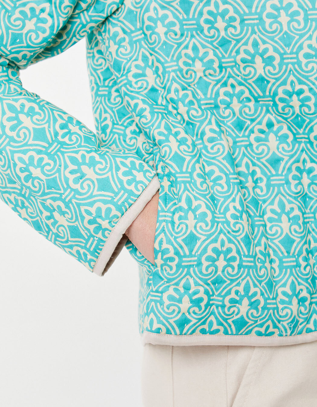 Veste matelassée doublée coton bio imprimé La Fiancée