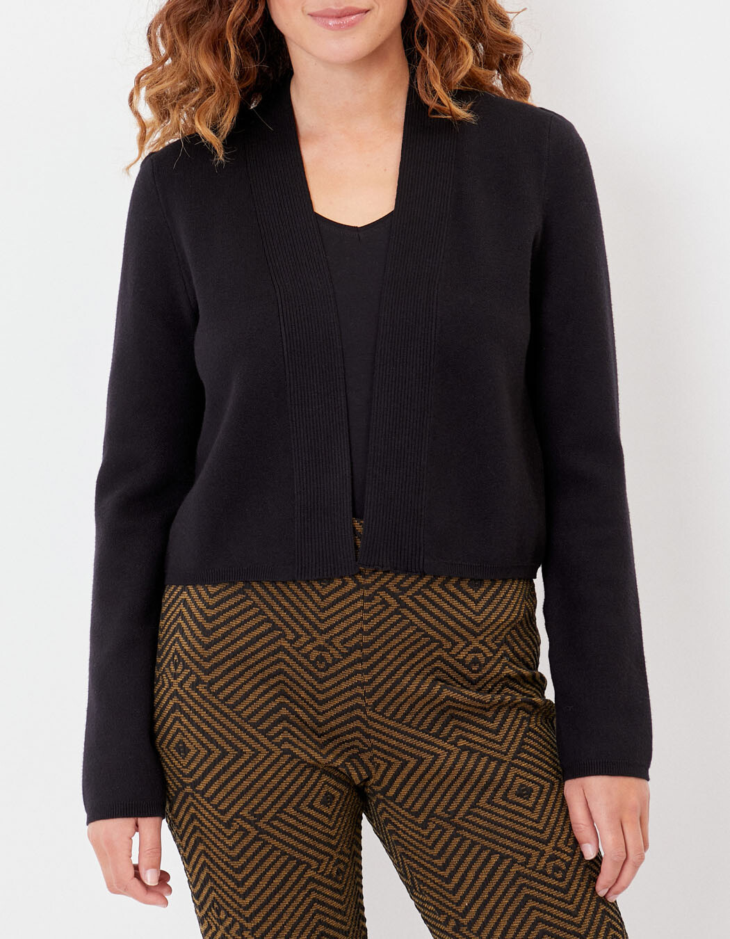 Gilet court maille uni femme imprimé La Fiancée