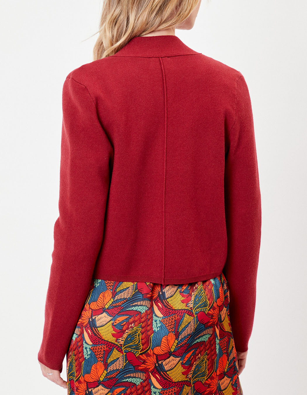 Gilet court maille uni femme imprimé La Fiancée