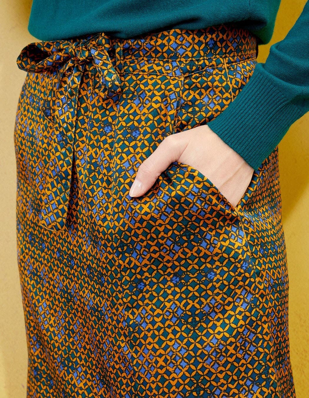 Jupe midi fluide satin viscose imprimé La Fiancée