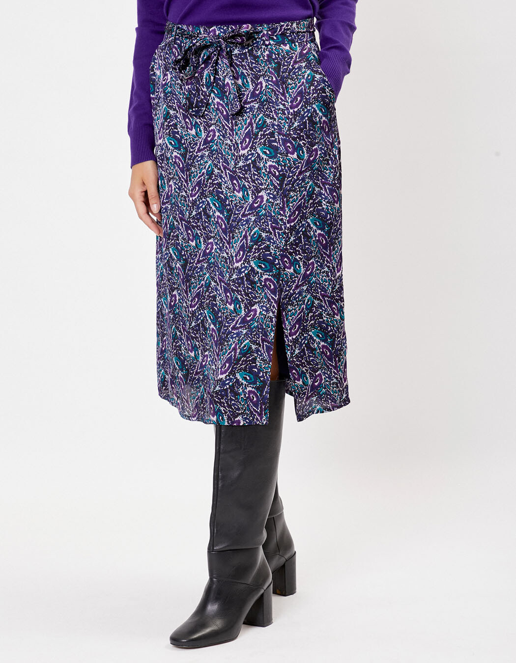 Jupe midi fluide satin viscose imprimé La Fiancée
