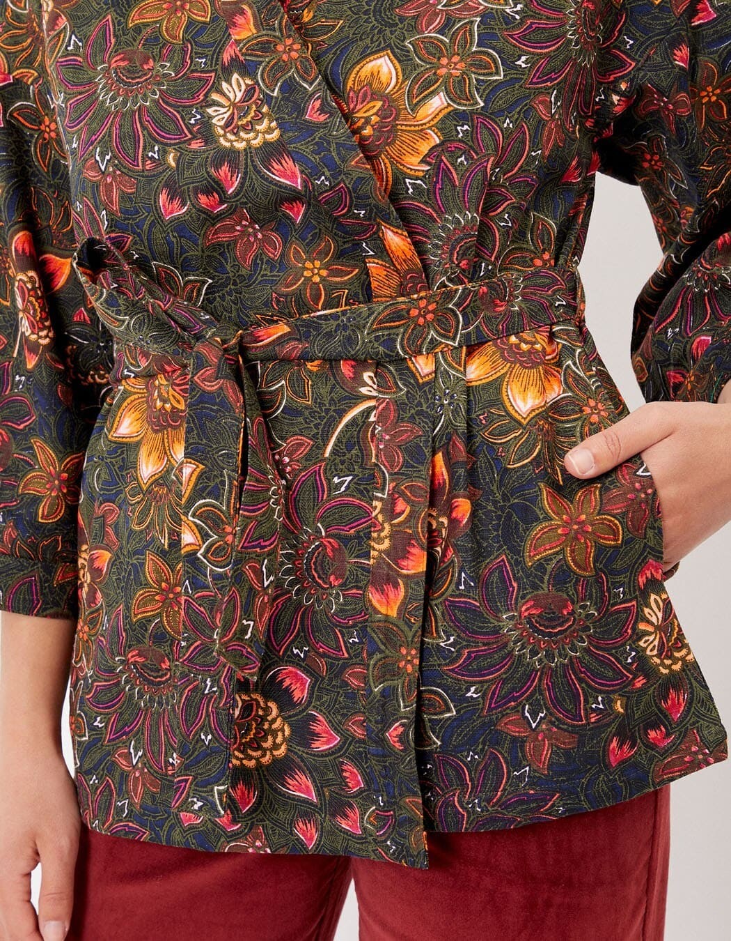 Kimono femme court coton bio imprimé La Fiancée