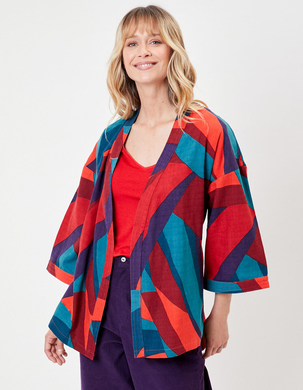 Kimono femme court coton bio imprimé La Fiancée