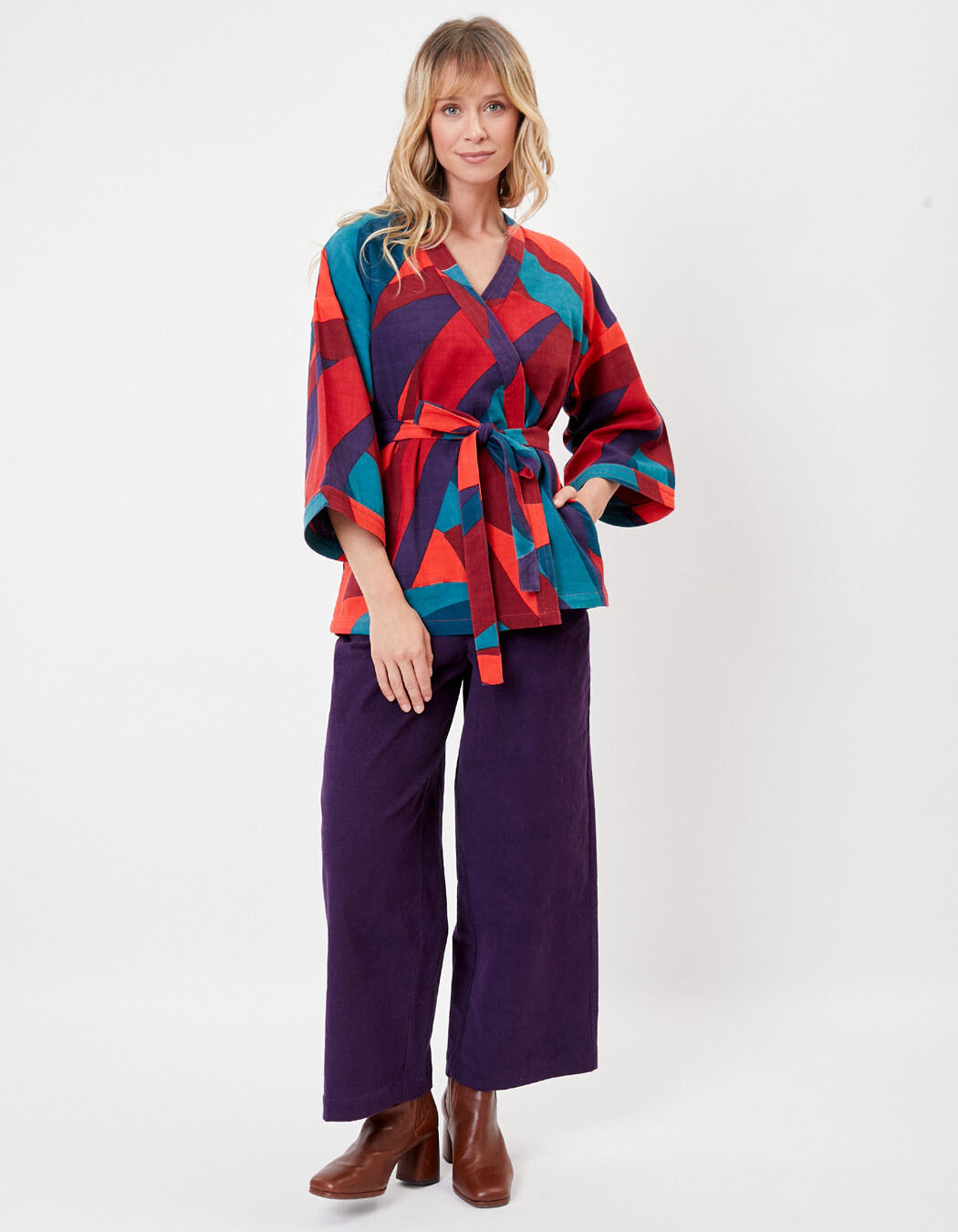 Kimono femme court coton bio imprimé La Fiancée