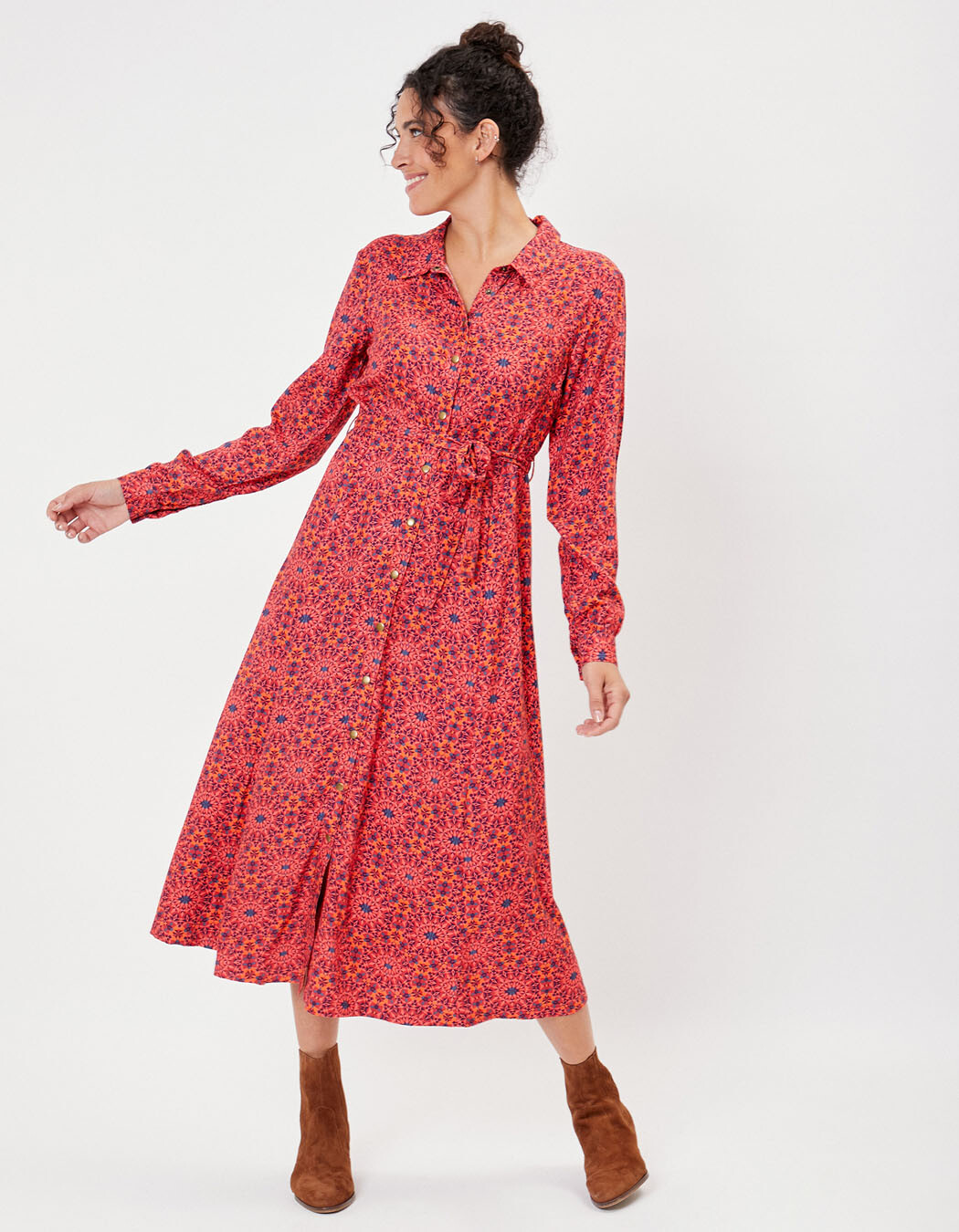 Robe chemise midi fluide imprimé La Fiancée