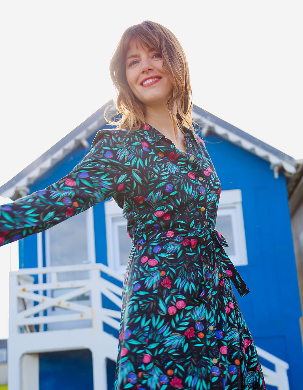 Robe chemise midi fluide imprimé La Fiancée