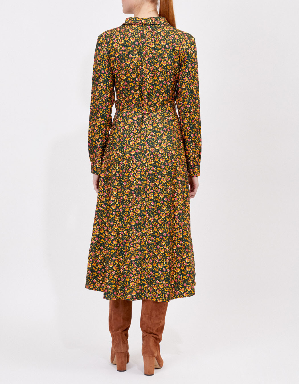 Robe chemise midi fluide imprim&eacute; La Fianc&eacute;e
