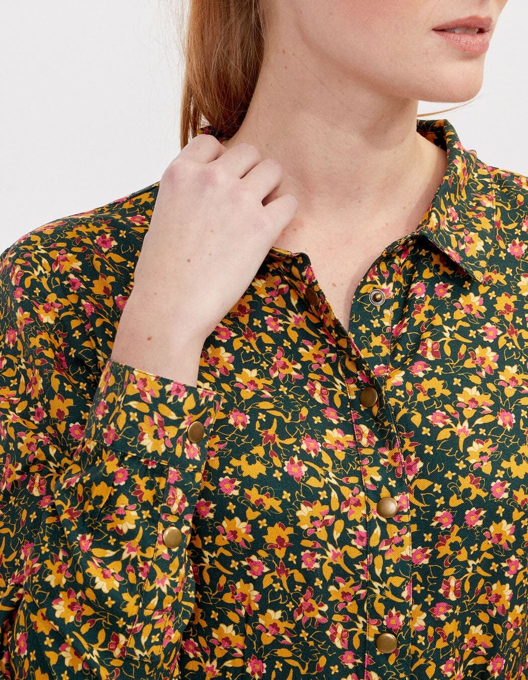 Robe chemise midi fluide imprim&eacute; La Fianc&eacute;e