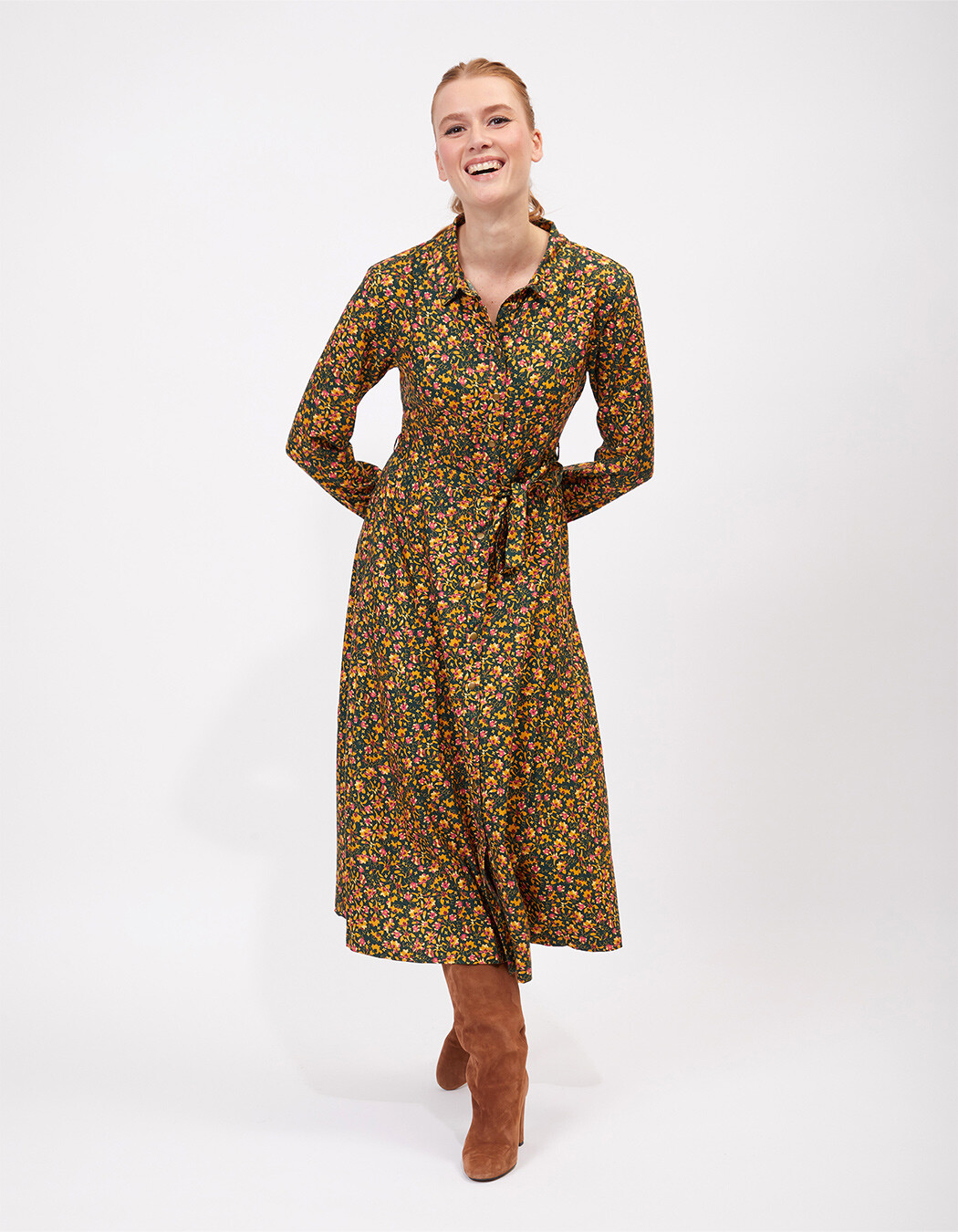 Robe chemise midi fluide imprim&eacute; La Fianc&eacute;e