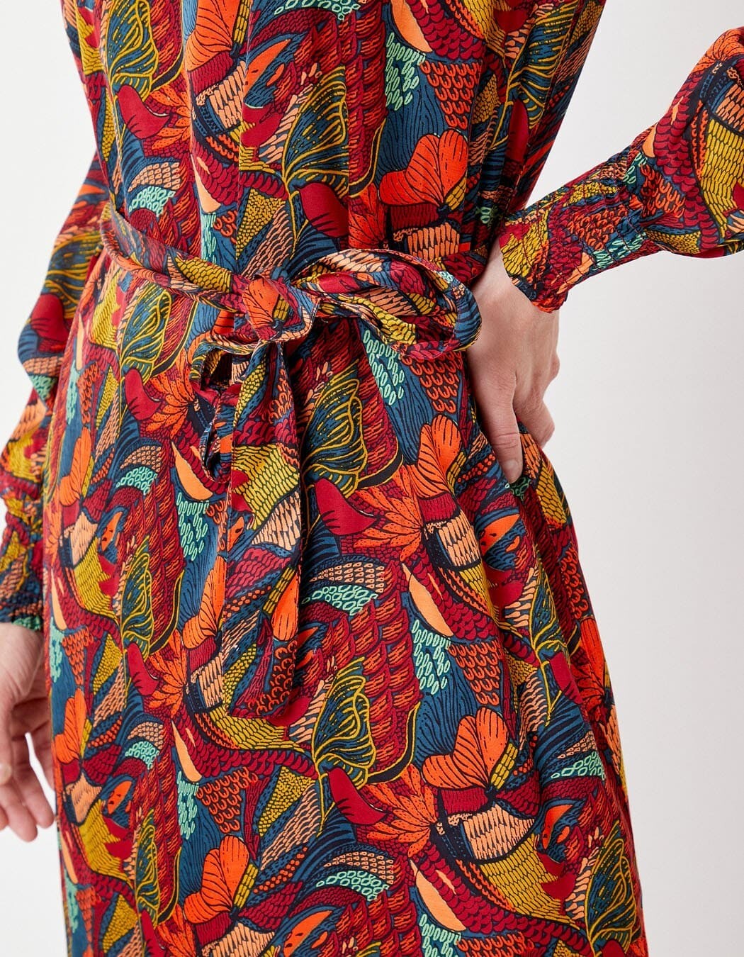 Robe midi fluide satin imprimé La Fiancée