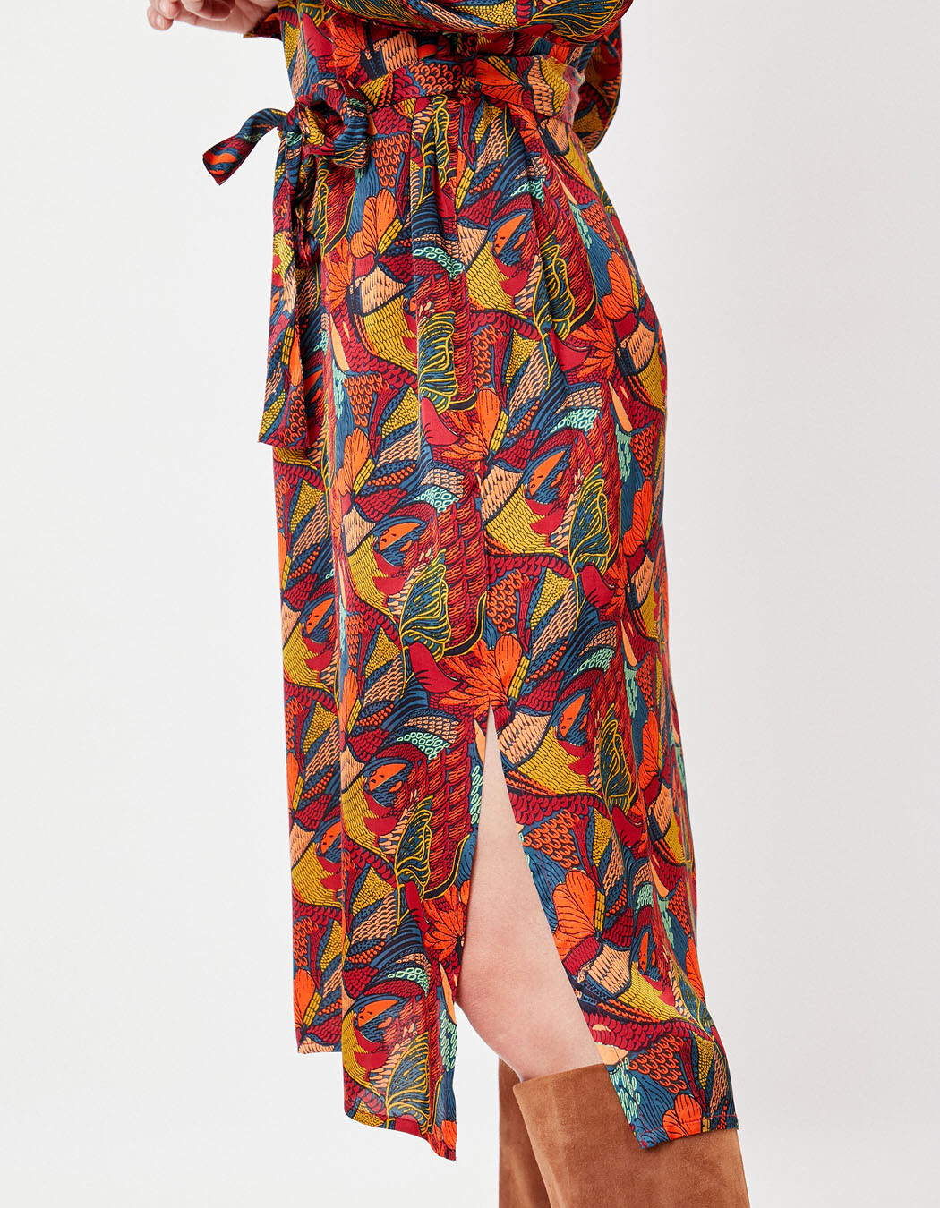 Robe midi fluide satin imprimé La Fiancée