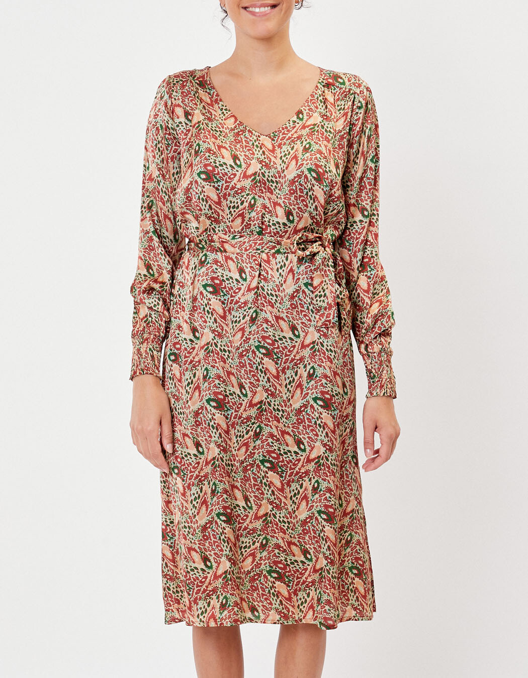 Robe midi fluide satin imprim&eacute; La Fianc&eacute;e