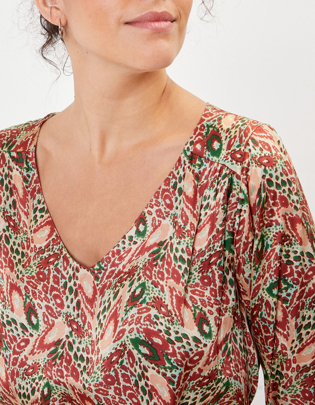 Robe midi fluide satin imprim&eacute; La Fianc&eacute;e