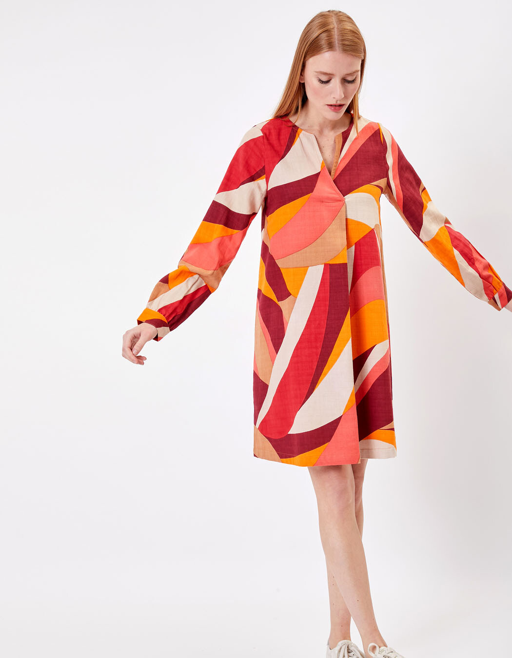 Robe trap&egrave;ze coton bio imprim&eacute; La Fianc&eacute;e